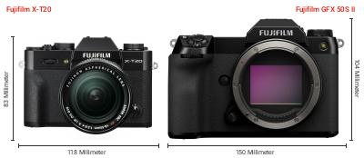 Größenvergleich: Fujifilm X-T20 vs. Fujifilm GFX 50S II