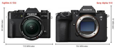 Größenvergleich: Fujifilm X-T20 vs. Sony Alpha 9 III