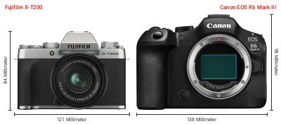 Größenvergleich: Fujifilm X-T200 vs. Canon EOS R6 Mark III