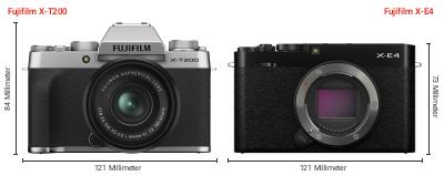 Größenvergleich: Fujifilm X-T200 vs. Fujifilm X-E4 Größenvergleich: Fujifilm X-T200 vs. Fujifilm X-E4