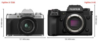 Größenvergleich: Fujifilm X-T200 vs. Fujifilm X-H2 Größenvergleich: Fujifilm X-T200 vs. Fujifilm X-H2