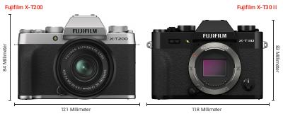 Größenvergleich: Fujifilm X-T200 vs. Fujifilm X-T30 II Größenvergleich: Fujifilm X-T200 vs. Fujifilm X-T30 II