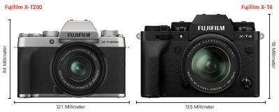 Größenvergleich: Fujifilm X-T200 vs. Fujifilm X-T4 Größenvergleich: Fujifilm X-T200 vs. Fujifilm X-T4