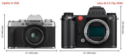 Größenvergleich: Fujifilm X-T200 vs. Leica SL3-S (Typ 4506) Größenvergleich: Fujifilm X-T200 vs. Leica SL3-S (Typ 4506)