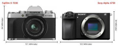 Größenvergleich: Fujifilm X-T200 vs. Sony Alpha 6700