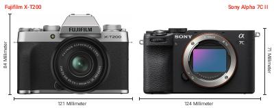 Größenvergleich: Fujifilm X-T200 vs. Sony Alpha 7C II