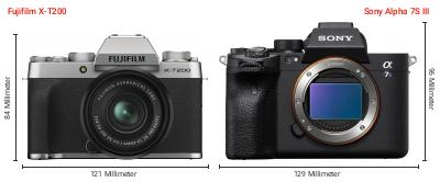 Größenvergleich: Fujifilm X-T200 vs. Sony Alpha 7S III Größenvergleich: Fujifilm X-T200 vs. Sony Alpha 7S III