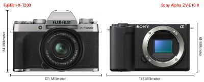 Größenvergleich: Fujifilm X-T200 vs. Sony Alpha ZV-E10 II Größenvergleich: Fujifilm X-T200 vs. Sony Alpha ZV-E10 II