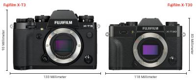 Größenvergleich: Fujifilm X-T3 vs. Fujifilm X-T30 Größenvergleich: Fujifilm X-T3 vs. Fujifilm X-T30