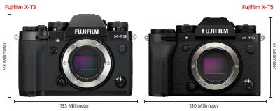 Größenvergleich: Fujifilm X-T3 vs. Fujifilm X-T5 Größenvergleich: Fujifilm X-T3 vs. Fujifilm X-T5