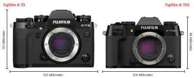 Größenvergleich: Fujifilm X-T3 vs. Fujifilm X-T50 Größenvergleich: Fujifilm X-T3 vs. Fujifilm X-T50