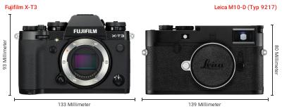 Größenvergleich: Fujifilm X-T3 vs. Leica M10-D (Typ 9217) Größenvergleich: Fujifilm X-T3 vs. Leica M10-D (Typ 9217)