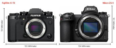 Größenvergleich: Fujifilm X-T3 vs. Nikon Z6 II Größenvergleich: Fujifilm X-T3 vs. Nikon Z6 II