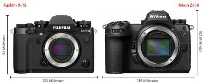 Größenvergleich: Fujifilm X-T3 vs. Nikon Z6 III