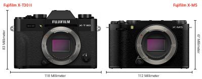 Größenvergleich: Fujifilm X-T30 II vs. Fujifilm X-M5 Größenvergleich: Fujifilm X-T30 II vs. Fujifilm X-M5
