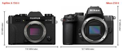 Größenvergleich: Fujifilm X-T30 II vs. Nikon Z50 II Größenvergleich: Fujifilm X-T30 II vs. Nikon Z50 II