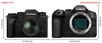 Größenvergleich: Fujifilm X-T4 vs. Canon EOS R6 Mark III