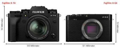 Größenvergleich: Fujifilm X-T4 vs. Fujifilm X-E4 Größenvergleich: Fujifilm X-T4 vs. Fujifilm X-E4