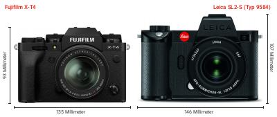 Größenvergleich: Fujifilm X-T4 vs. Leica SL2-S (Typ 9584) Größenvergleich: Fujifilm X-T4 vs. Leica SL2-S (Typ 9584)