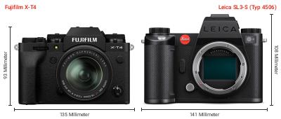 Größenvergleich: Fujifilm X-T4 vs. Leica SL3-S (Typ 4506) Größenvergleich: Fujifilm X-T4 vs. Leica SL3-S (Typ 4506)