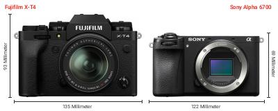 Größenvergleich: Fujifilm X-T4 vs. Sony Alpha 6700