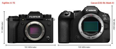 Größenvergleich: Fujifilm X-T5 vs. Canon EOS R6 Mark III