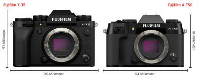 Größenvergleich: Fujifilm X-T5 vs. Fujifilm X-T50