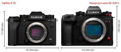 Größenvergleich: Fujifilm X-T5 vs. Panasonic Lumix DC-S1R II