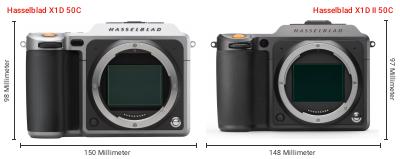 Größenvergleich: Hasselblad X1D 50C vs. Hasselblad X1D II 50C Größenvergleich: Hasselblad X1D 50C vs. Hasselblad X1D II 50C