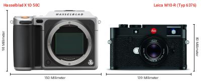 Größenvergleich: Hasselblad X1D 50C vs. Leica M10-R (Typ 6376)