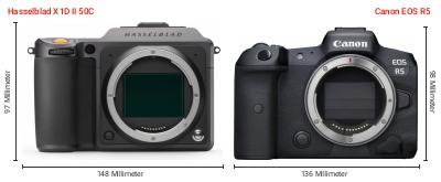 Größenvergleich: Hasselblad X1D II 50C vs. Canon EOS R5 Größenvergleich: Hasselblad X1D II 50C vs. Canon EOS R5