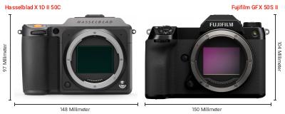 Größenvergleich: Hasselblad X1D II 50C vs. Fujifilm GFX 50S II Größenvergleich: Hasselblad X1D II 50C vs. Fujifilm GFX 50S II