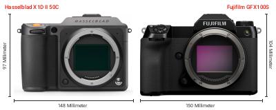 Größenvergleich: Hasselblad X1D II 50C vs. Fujifilm GFX100S Größenvergleich: Hasselblad X1D II 50C vs. Fujifilm GFX100S