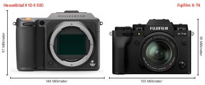 Größenvergleich: Hasselblad X1D II 50C vs. Fujifilm X-T4