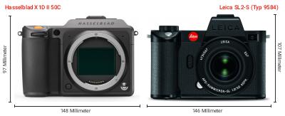 Größenvergleich: Hasselblad X1D II 50C vs. Leica SL2-S (Typ 9584) Größenvergleich: Hasselblad X1D II 50C vs. Leica SL2-S (Typ 9584)