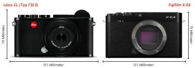 Größenvergleich: Leica CL (Typ 7323) vs. Fujifilm X-E4 Größenvergleich: Leica CL (Typ 7323) vs. Fujifilm X-E4