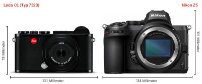 Größenvergleich: Leica CL (Typ 7323) vs. Nikon Z5 Größenvergleich: Leica CL (Typ 7323) vs. Nikon Z5