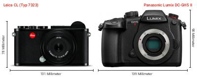 Größenvergleich: Leica CL (Typ 7323) vs. Panasonic Lumix DC-GH5 II Größenvergleich: Leica CL (Typ 7323) vs. Panasonic Lumix DC-GH5 II