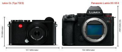 Größenvergleich: Leica CL (Typ 7323) vs. Panasonic Lumix DC-S5 II Größenvergleich: Leica CL (Typ 7323) vs. Panasonic Lumix DC-S5 II