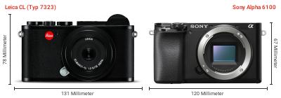 Größenvergleich: Leica CL (Typ 7323) vs. Sony Alpha 6100