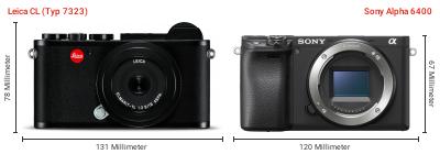 Größenvergleich: Leica CL (Typ 7323) vs. Sony Alpha 6400