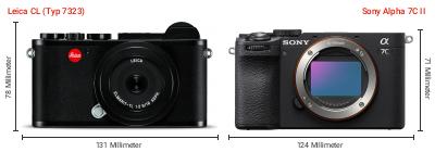 Größenvergleich: Leica CL (Typ 7323) vs. Sony Alpha 7C II