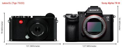 Größenvergleich: Leica CL (Typ 7323) vs. Sony Alpha 7R III Größenvergleich: Leica CL (Typ 7323) vs. Sony Alpha 7R III
