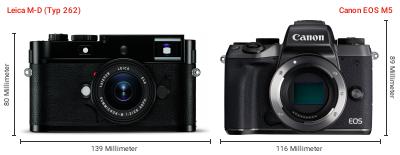 Größenvergleich: Leica M-D (Typ 262) vs. Canon EOS M5 Größenvergleich: Leica M-D (Typ 262) vs. Canon EOS M5