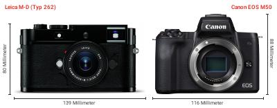 Größenvergleich: Leica M-D (Typ 262) vs. Canon EOS M50 Größenvergleich: Leica M-D (Typ 262) vs. Canon EOS M50