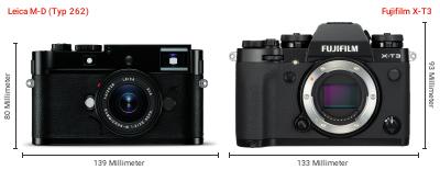 Größenvergleich: Leica M-D (Typ 262) vs. Fujifilm X-T3 Größenvergleich: Leica M-D (Typ 262) vs. Fujifilm X-T3