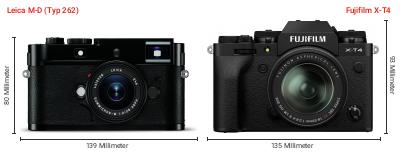 Größenvergleich: Leica M-D (Typ 262) vs. Fujifilm X-T4 Größenvergleich: Leica M-D (Typ 262) vs. Fujifilm X-T4