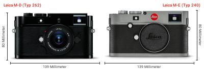 Größenvergleich: Leica M-D (Typ 262) vs. Leica M-E (Typ 240) Größenvergleich: Leica M-D (Typ 262) vs. Leica M-E (Typ 240)