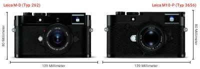 Größenvergleich: Leica M-D (Typ 262) vs. Leica M10-P (Typ 3656) Größenvergleich: Leica M-D (Typ 262) vs. Leica M10-P (Typ 3656)