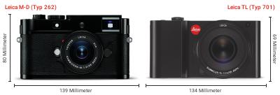 Größenvergleich: Leica M-D (Typ 262) vs. Leica TL (Typ 701) Größenvergleich: Leica M-D (Typ 262) vs. Leica TL (Typ 701)
